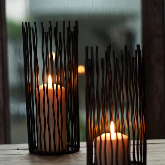 Wrought Iron Geometric Candle Holder Homeeins