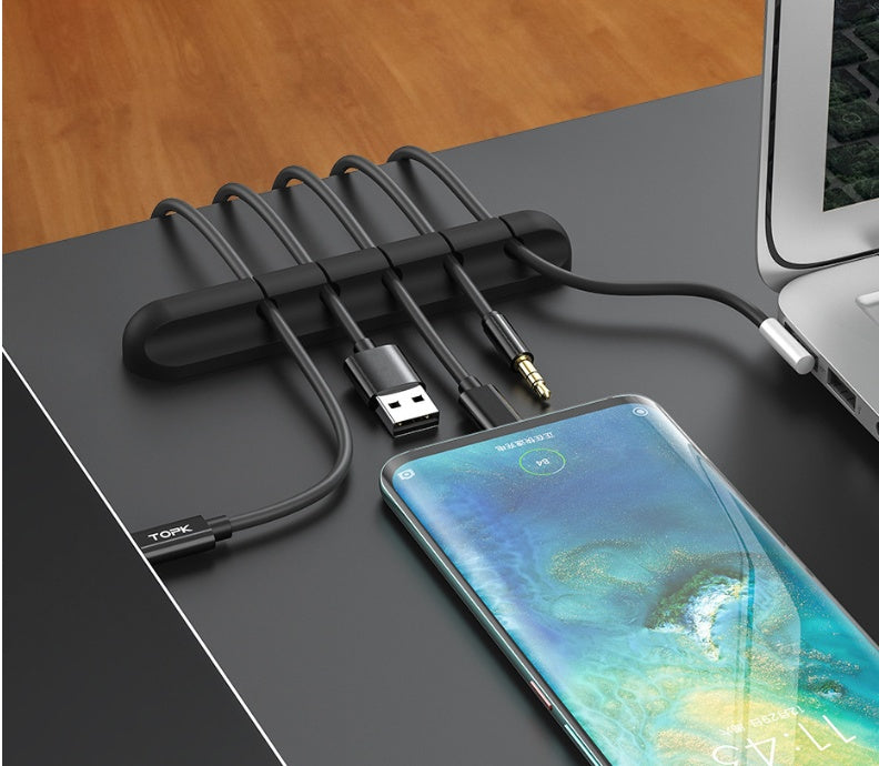 Silicone USB Cable Winder Desktop Cable Organizer Management Multipurpose Clips Cables Protector For Wired Headphones Homeeins