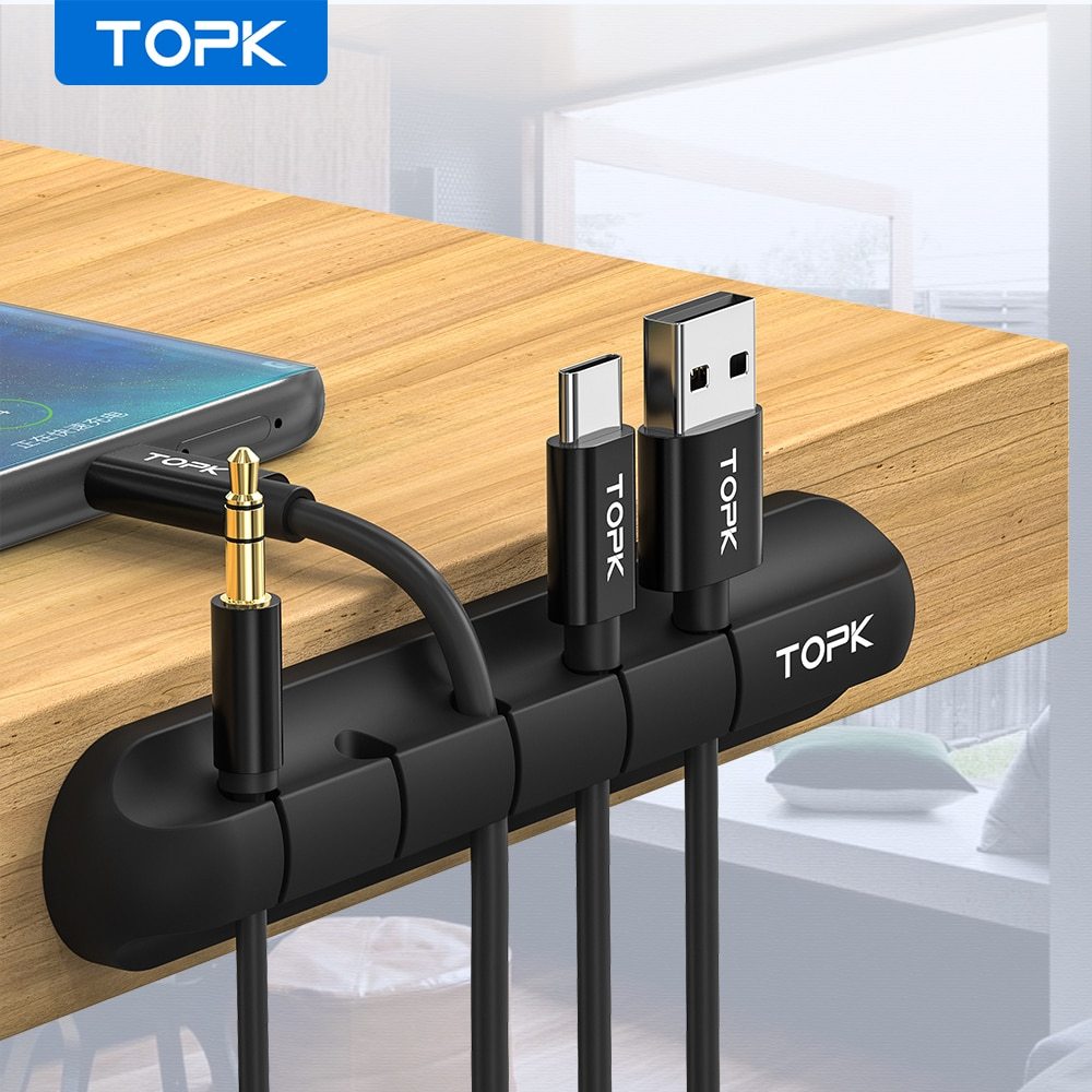 Silicone USB Cable Winder Desktop Cable Organizer Management Multipurpose Clips Cables Protector For Wired Headphones Homeeins