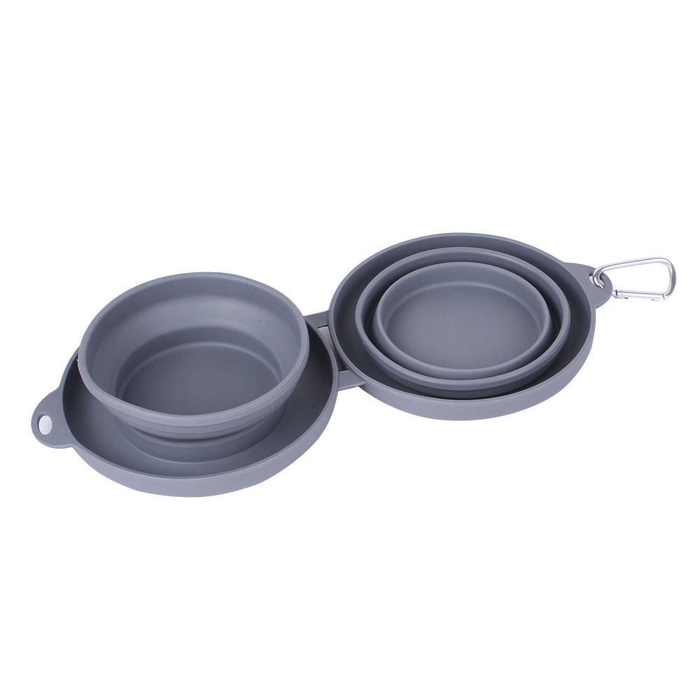 Faltbare doppelte Schüssel für Haustiere, ideal für Hunde und Katzen. Rubber Foldable Double Bowl Pet Feeding Bowl Pets Supplies Dog Cat Bowls.