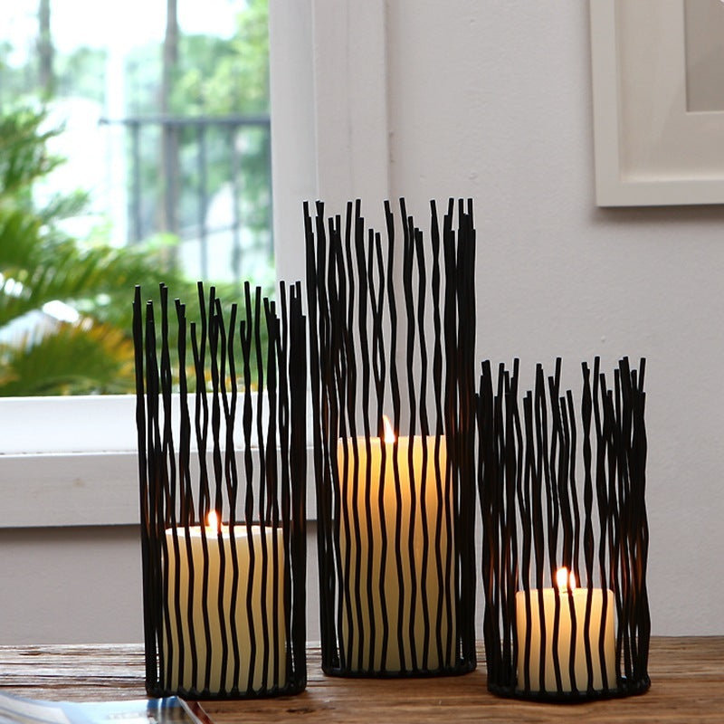 Wrought Iron Geometric Candle Holder Homeeins
