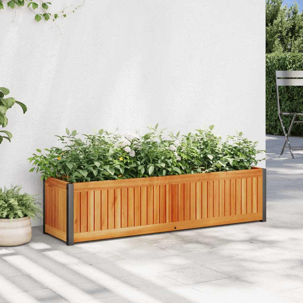 🌿 ACACIA LINE PLANTER – Edler Pflanzkasten aus Akazienholz & Stahl