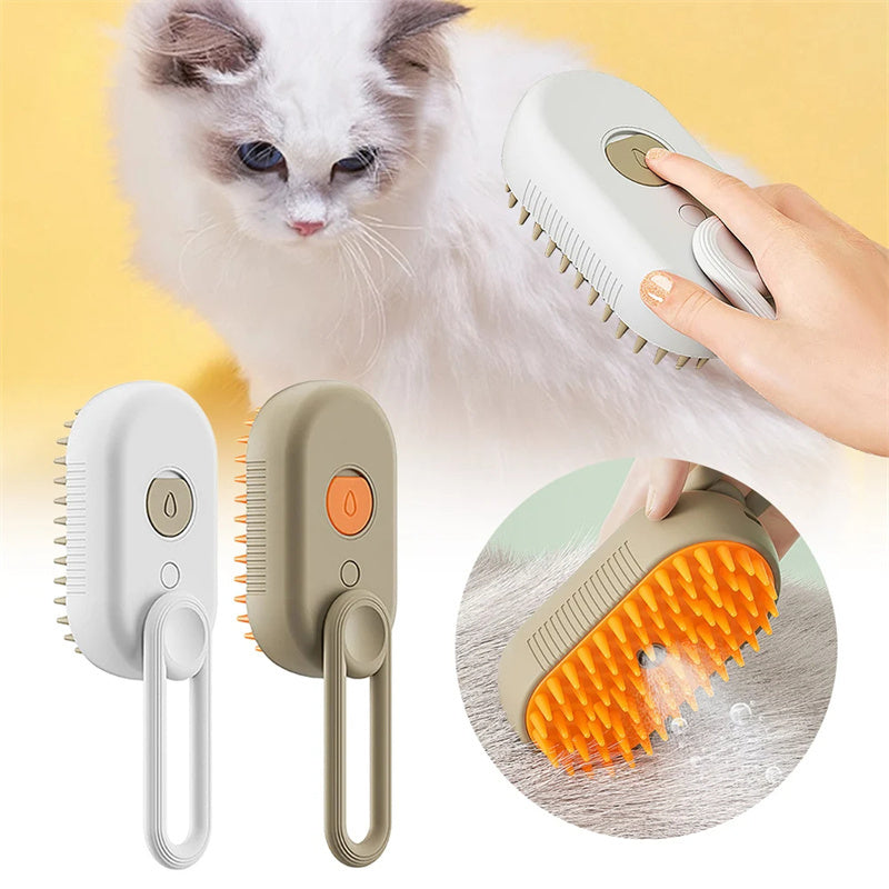 3-in-1 Cat Steam Brush für die Massage und das Grooming von Haustieren, ideal für Haarentfernung und Pflege.