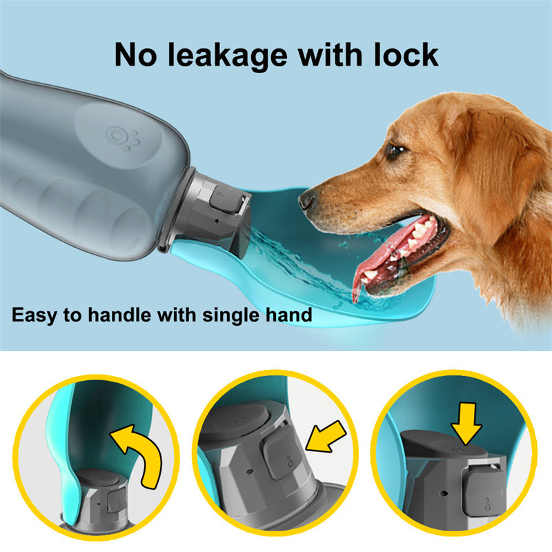 Tragbare 800ml Hunde-Wasserflasche, auslaufsicher, faltbare Trinkschale für Golden Retriever, ideal für Outdoor-Aktivitäten.