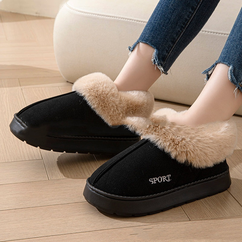 Cozy Plush Soft Slippers Shoes For Women Non-Slip Platform Shoes With Faux Fur Lining Mute Sole And Comfortable Fit For Indoor Wear Homeeins