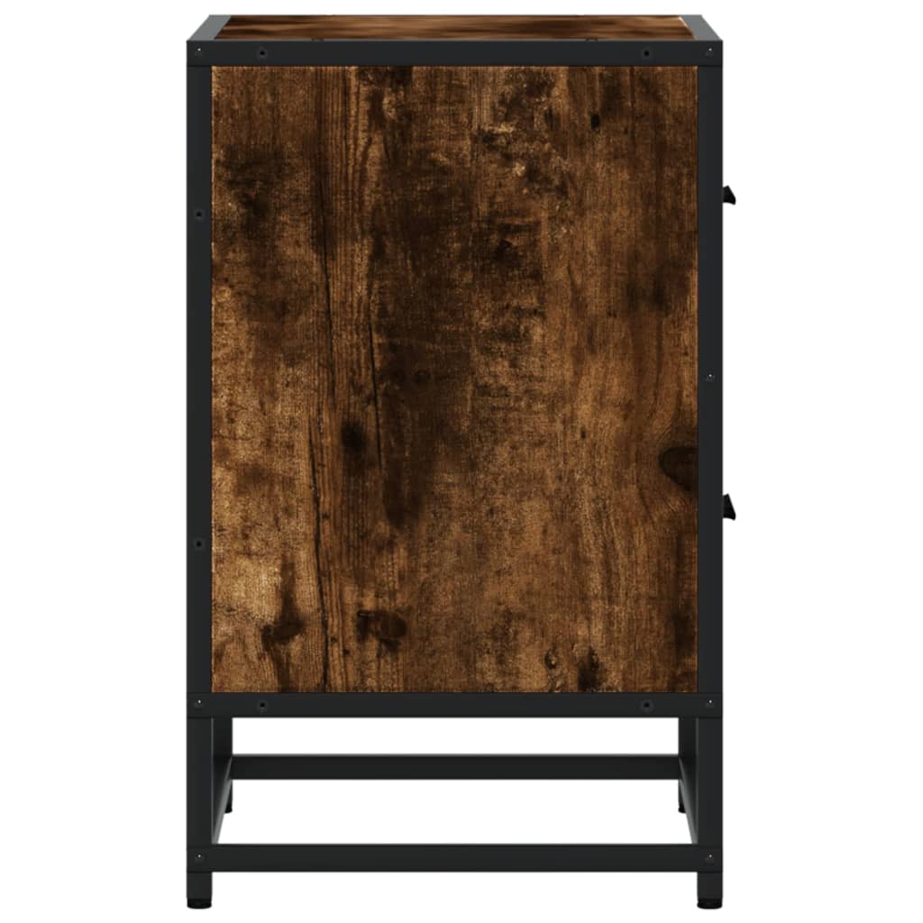 Design Nachttisch Eiche Smoke – Moderner Nachtschrank mit Schublade & Stahlgestell