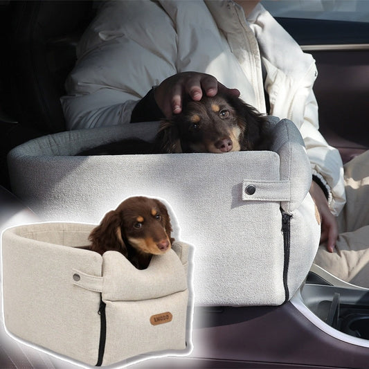 Portable Car Central Dog Car Seat Bed for small dogs and cats, ensuring safety during travel with stylish design.