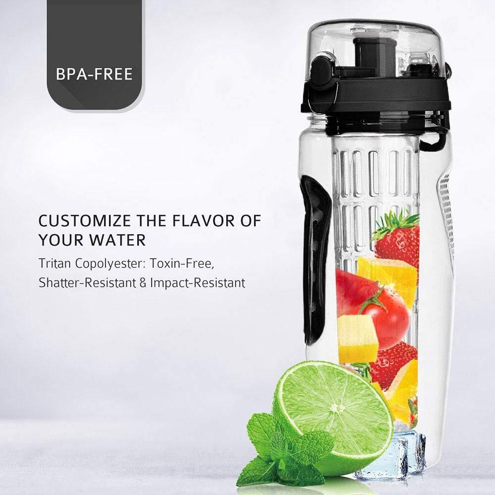 32Oz Fruchtinfusionsflasche aus BPA-freiem Kunststoff, ideal für Sport und gesunde Getränke mit Infuser.