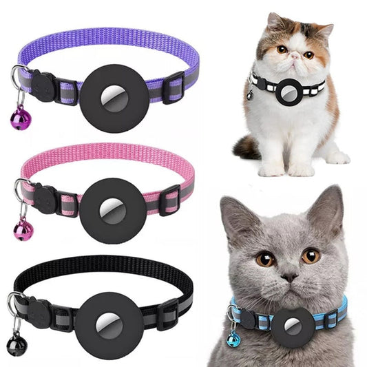Reflektierendes, wasserdichtes Haltercase für Airtag - Nylonhalsband für Katzen und Hunde in verschiedenen Farben.