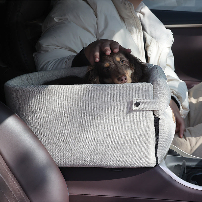 Portable and safe Car Central Dog Car Seat Bed for small dogs and cats, perfect for travel in any vehicle.
