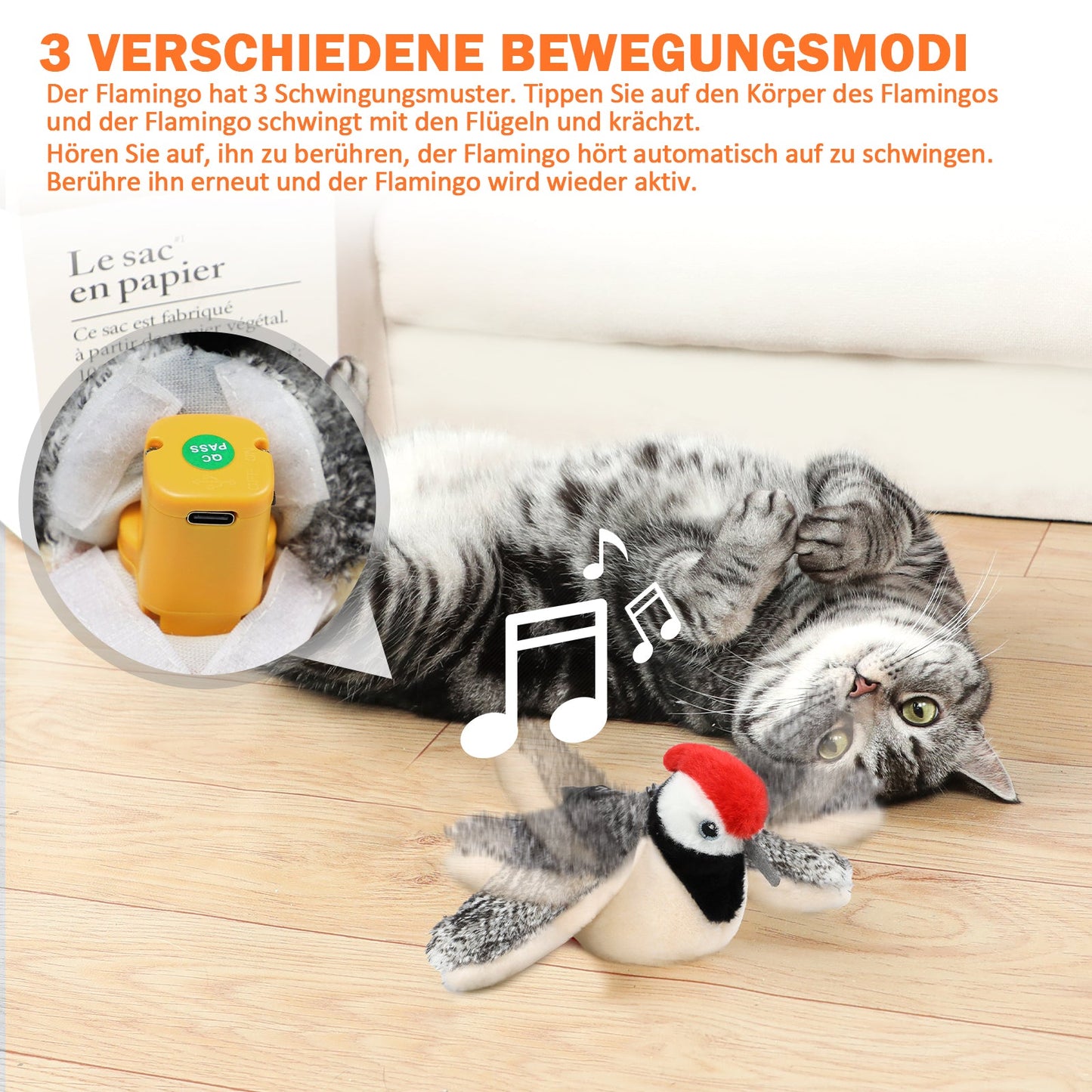 Electric Cat Toy Bird For Self-Entertainment - Interactive Cat Toy Automatic With Catnip, Intelligent Rechargeable Cat Toy For Cats To Play With And Step On Homeeins