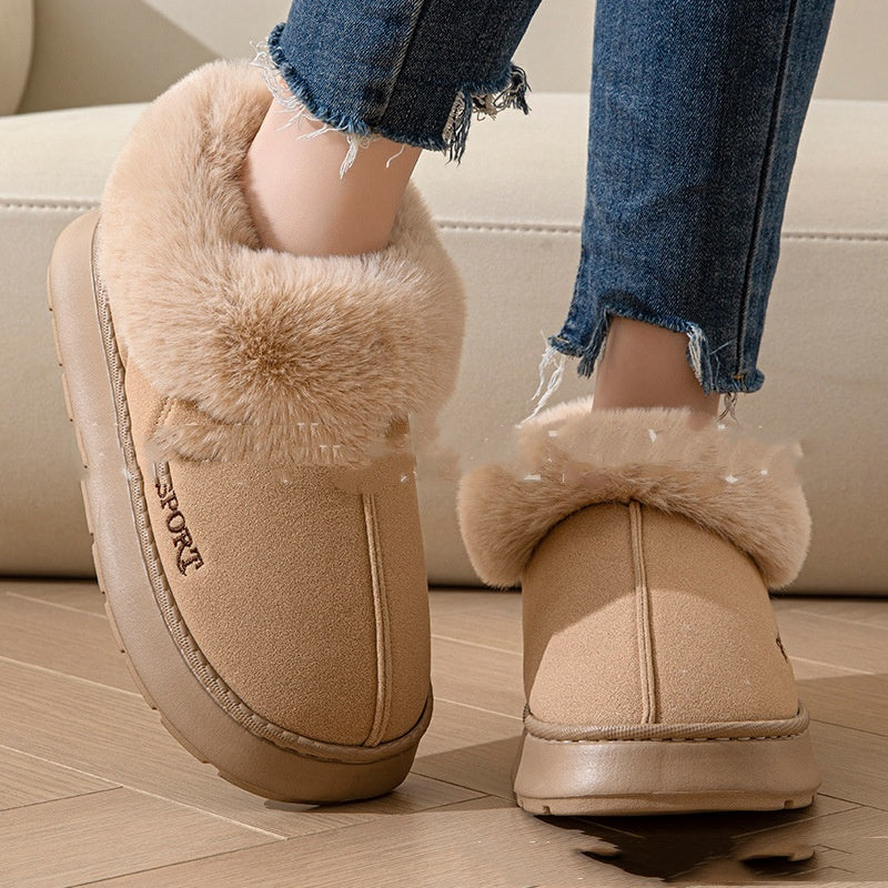 Cozy Plush Soft Slippers Shoes For Women Non-Slip Platform Shoes With Faux Fur Lining Mute Sole And Comfortable Fit For Indoor Wear Homeeins