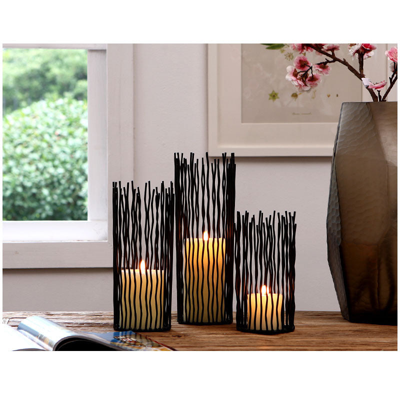 Wrought Iron Geometric Candle Holder Homeeins
