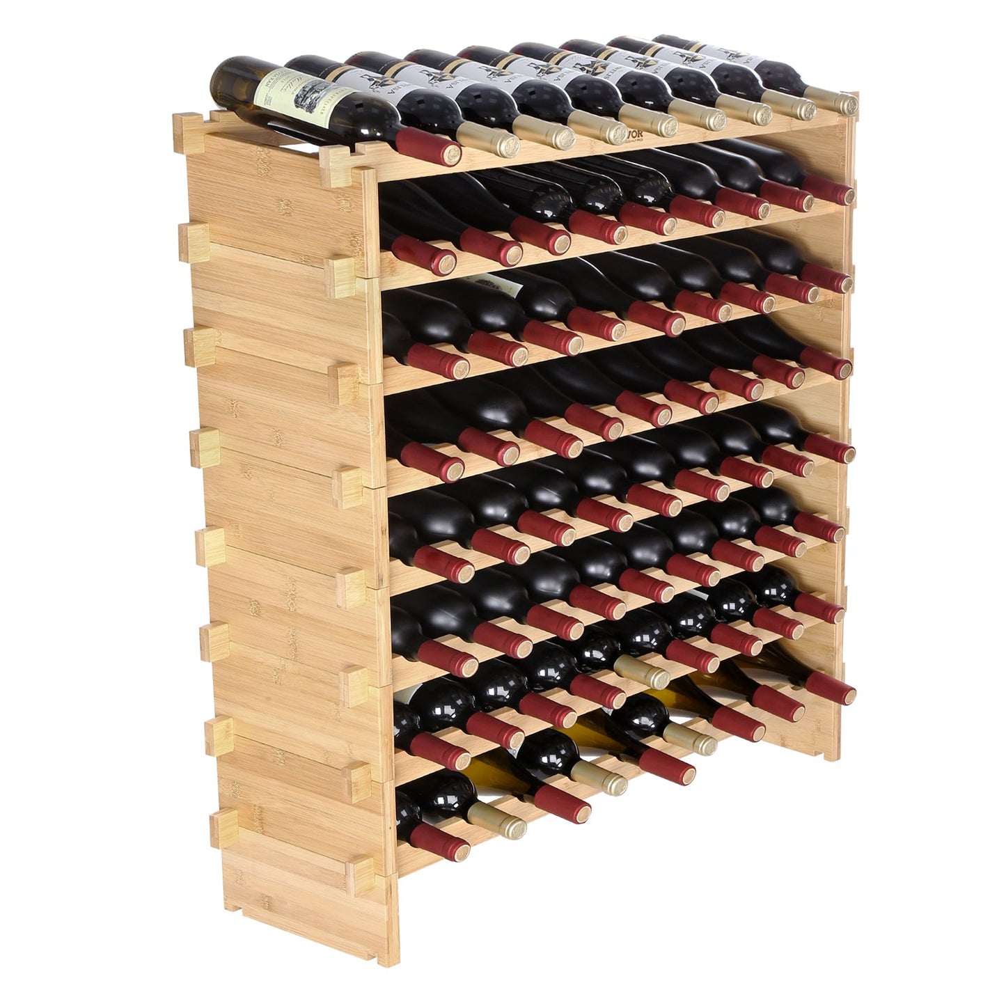 Weinregal für 72 Flaschen – Bambus & Metall stapelbar