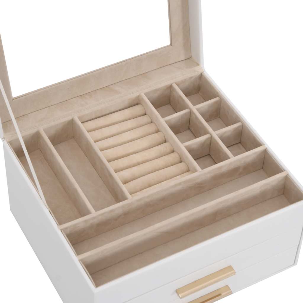 Luxus Schmuckkästchen mit 3 Ebenen – Elegante Schmuckbox mit Schubladen, Samt-Innenfutter & Ringhaltern