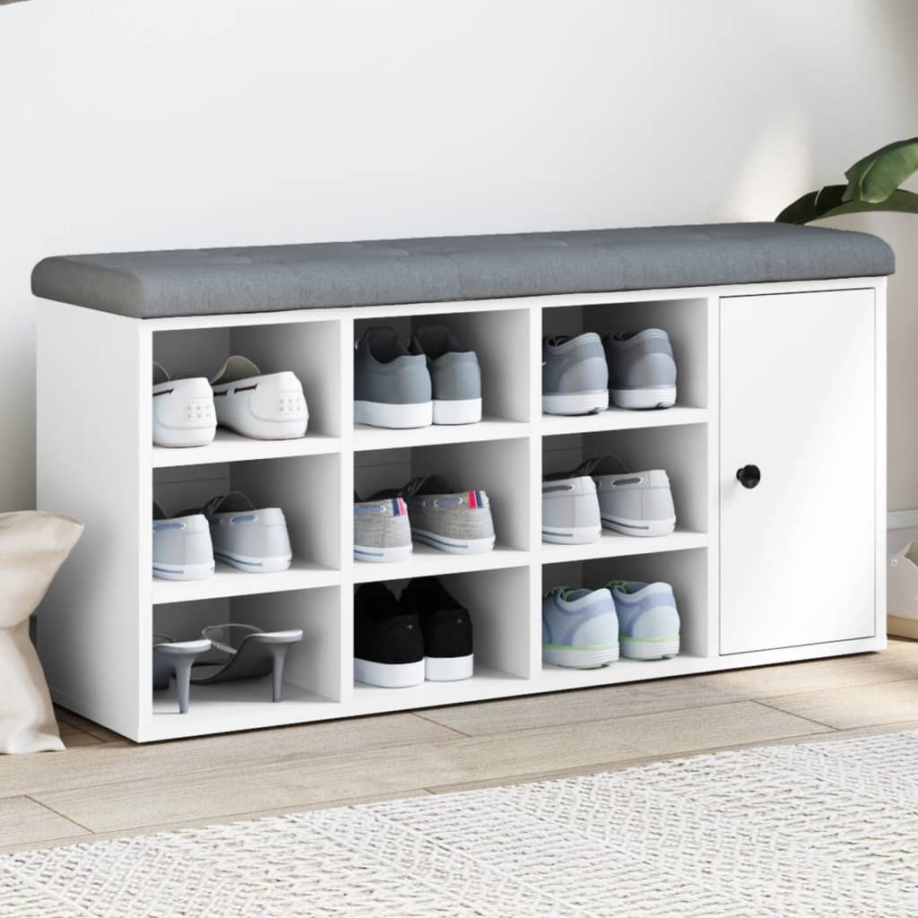 Schuhbank mit Sitzpolster & Stauraum – Massive Optik, 110 kg belastbar, perfekt für Flur & Diele