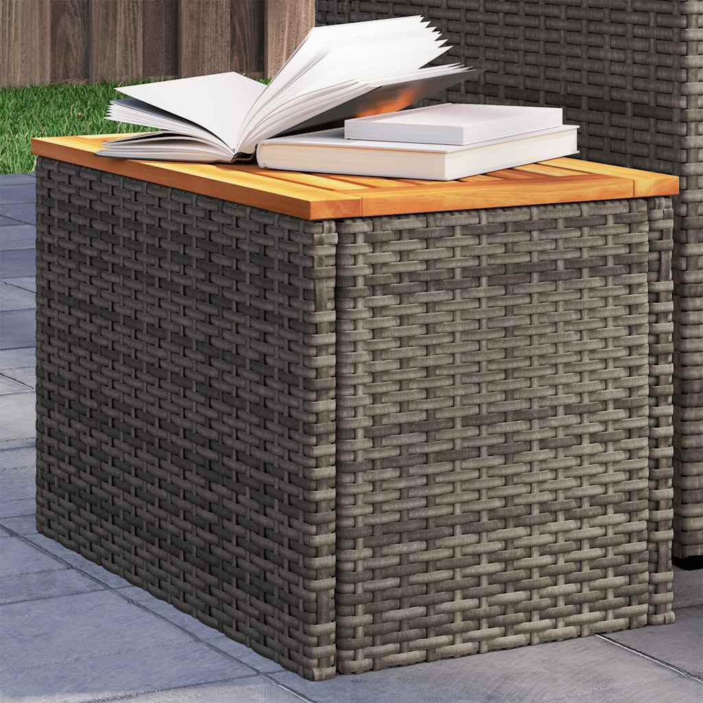 Vielseitiger Garten-Tisch – Robuster PE-Rattan Tisch mit Akazienholz, Für Terrasse, Garten & Balkon