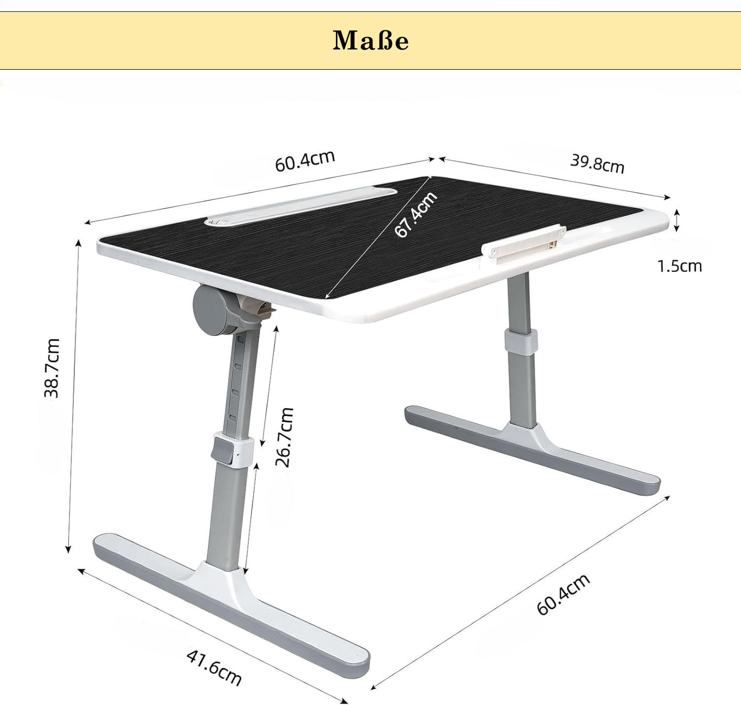 Faltwerk Laptop/iPad-Tisch mit LED-Licht und Schublade: Flexibel und Platzsparend Lieferbar 1 -3 Tage Homeeins