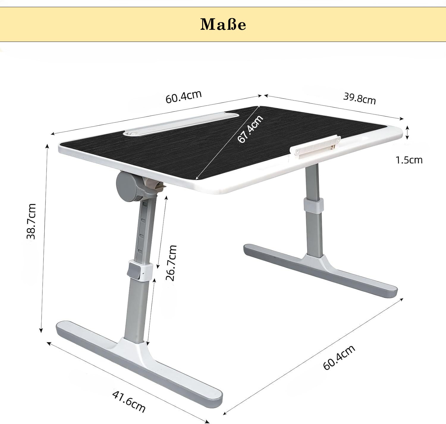Faltwerk Laptop/iPad-Tisch mit LED-Licht und Schublade: Flexibel und Platzsparend Lieferbar 1 -3 Tage Homeeins