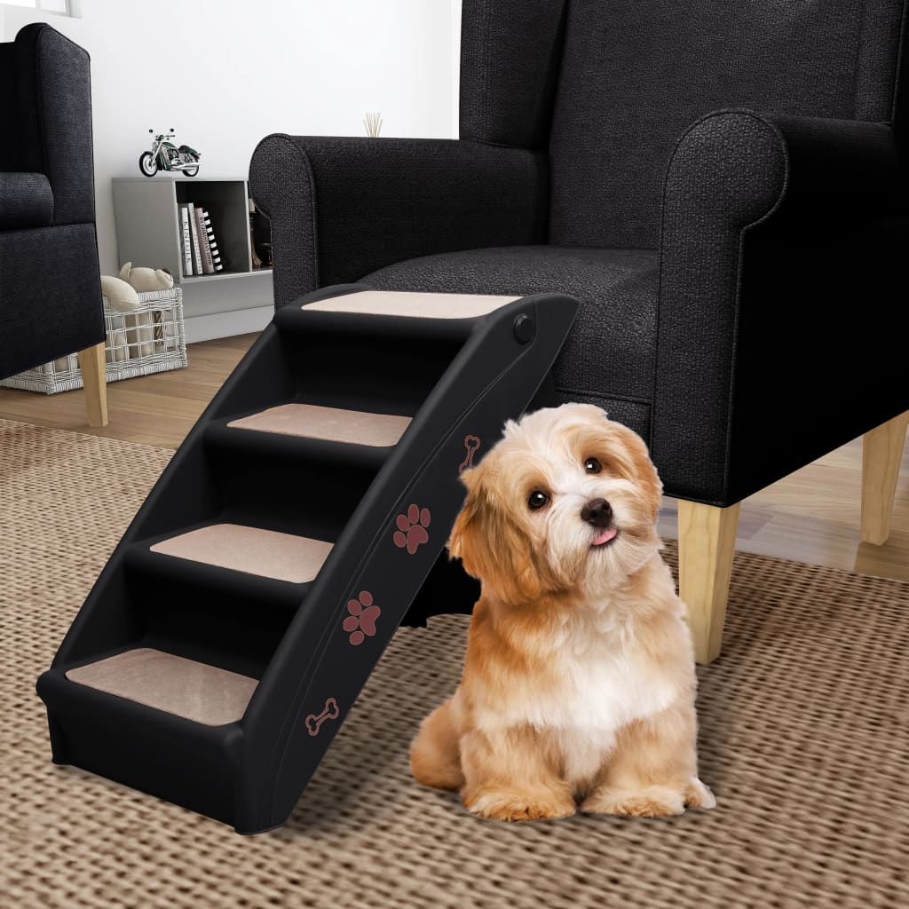 Foldable Dog Stairs Cream 62x40x49.5 cm   Dog Stairs Homeeins