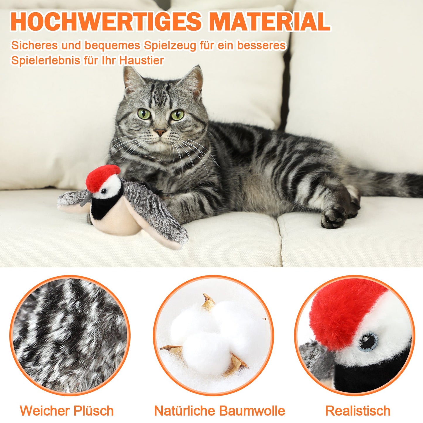 Electric Cat Toy Bird For Self-Entertainment - Interactive Cat Toy Automatic With Catnip, Intelligent Rechargeable Cat Toy For Cats To Play With And Step On Homeeins