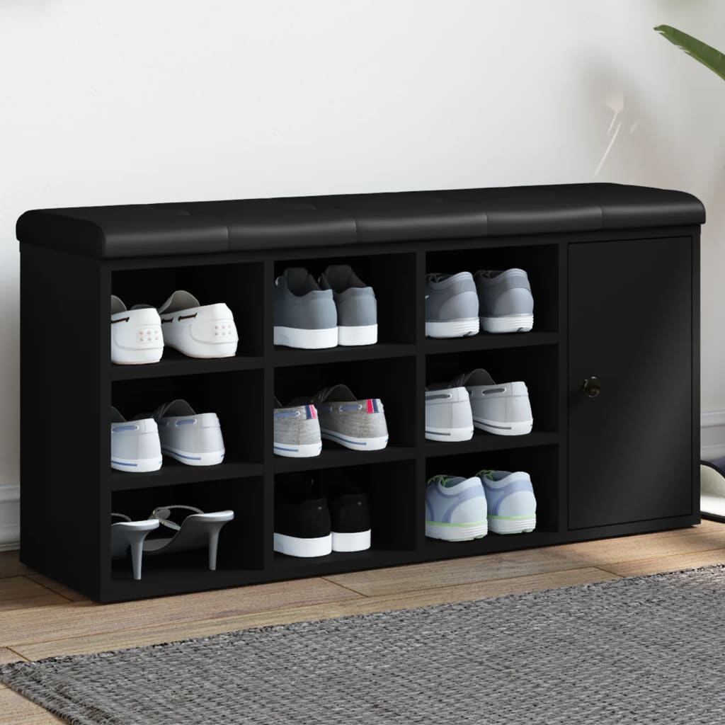 Schuhbank mit Sitzpolster & Stauraum – Massive Optik, 110 kg belastbar, perfekt für Flur & Diele