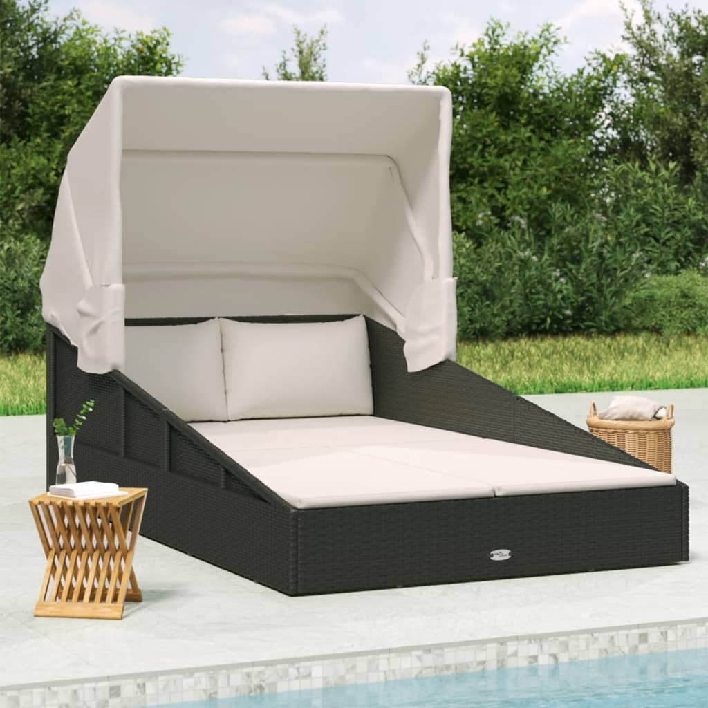Luxus Rattan-Sonnenliege mit Sonnendach – Extra groß, wetterfest & maximaler Komfort für Garten