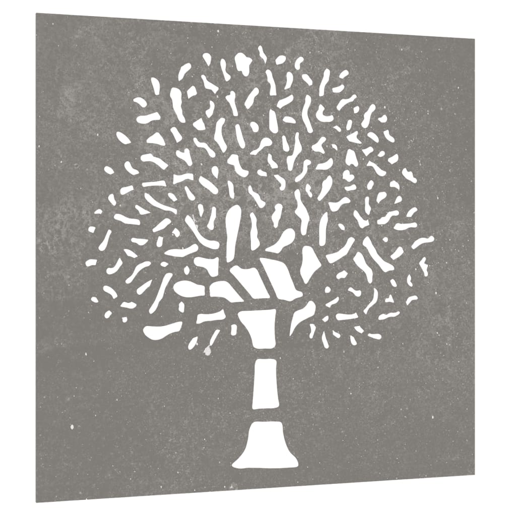 Garten Wanddeko aus Cortenstahl – Baum-Motiv in Rostoptik, wetterfest & modern (55×55 cm)