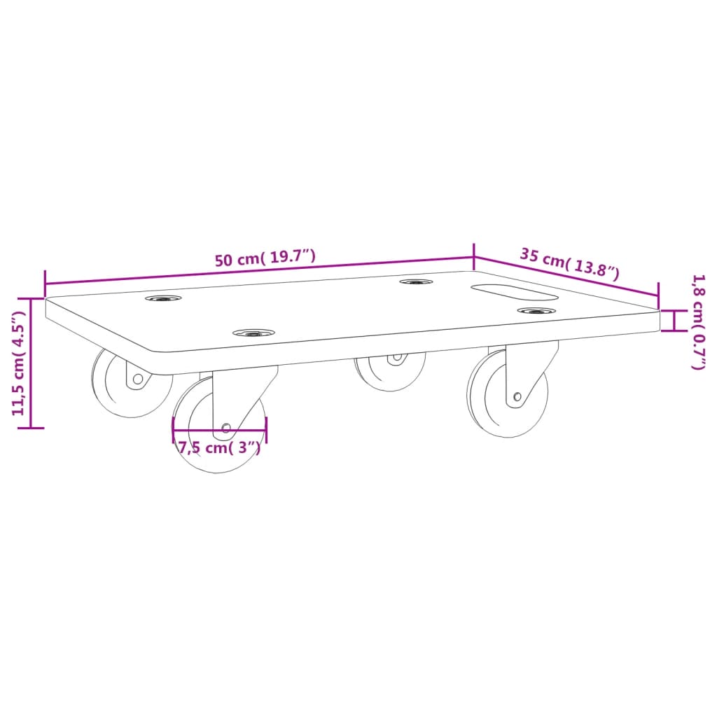 Transport Trolley 2 pcs. Rectangular 50x35x11.5 cm Homeeins