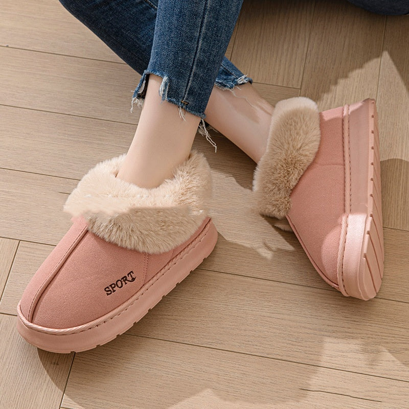 Cozy Plush Soft Slippers Shoes For Women Non-Slip Platform Shoes With Faux Fur Lining Mute Sole And Comfortable Fit For Indoor Wear Homeeins