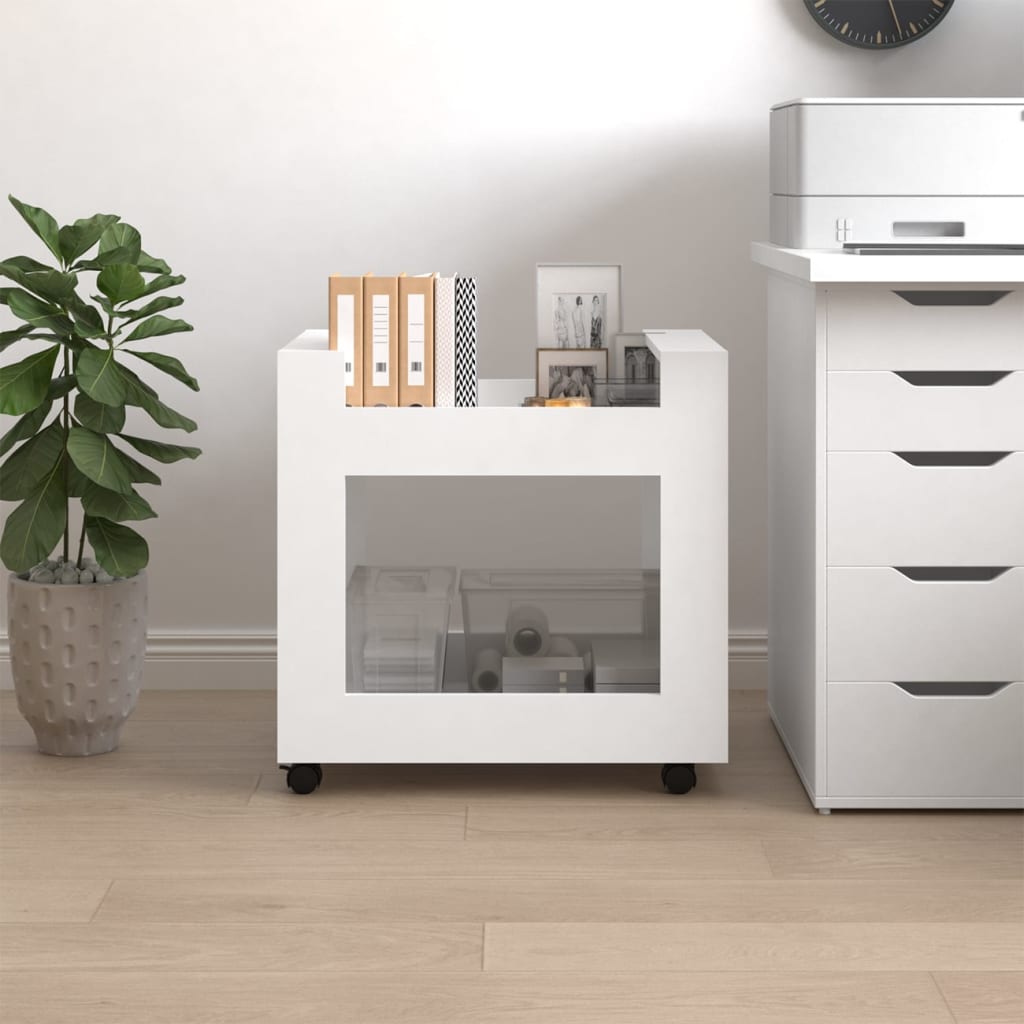 Klassischer Büro-Trolley – Weißer Aufbewahrungstrolley mit Stauraum für Papiere, Dokumente und mehr, Schreibtisch Organizer