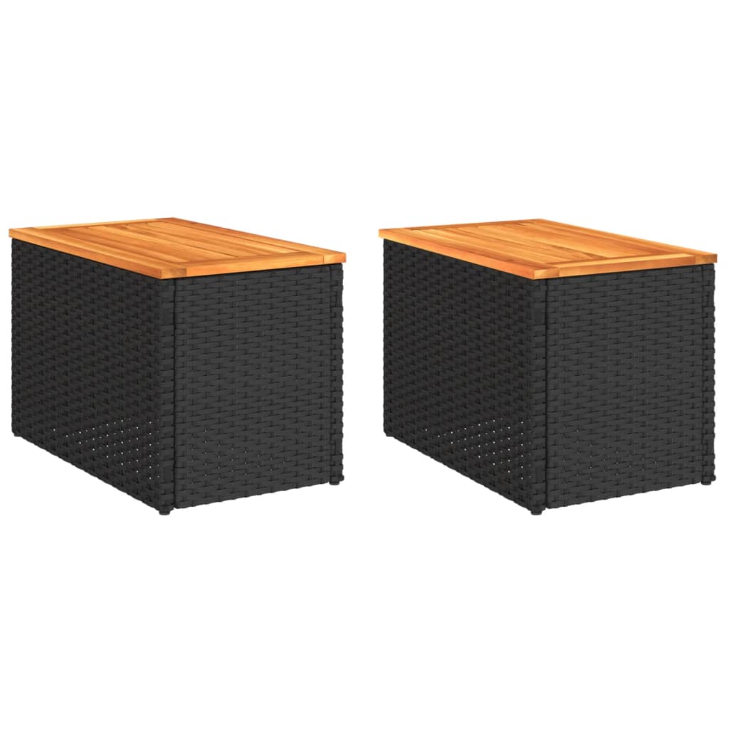 Vielseitiger Garten-Tisch – Robuster PE-Rattan Tisch mit Akazienholz, Für Terrasse, Garten & Balkon