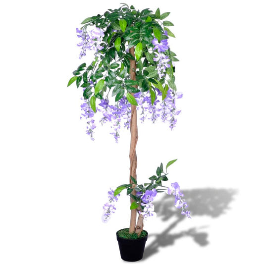 Lifelike Künstliche Wisteria Pflanze – 120 cm Hoch, 18 Blumen & 420 Blätter, Perfekt für Innen- & Außendekoration