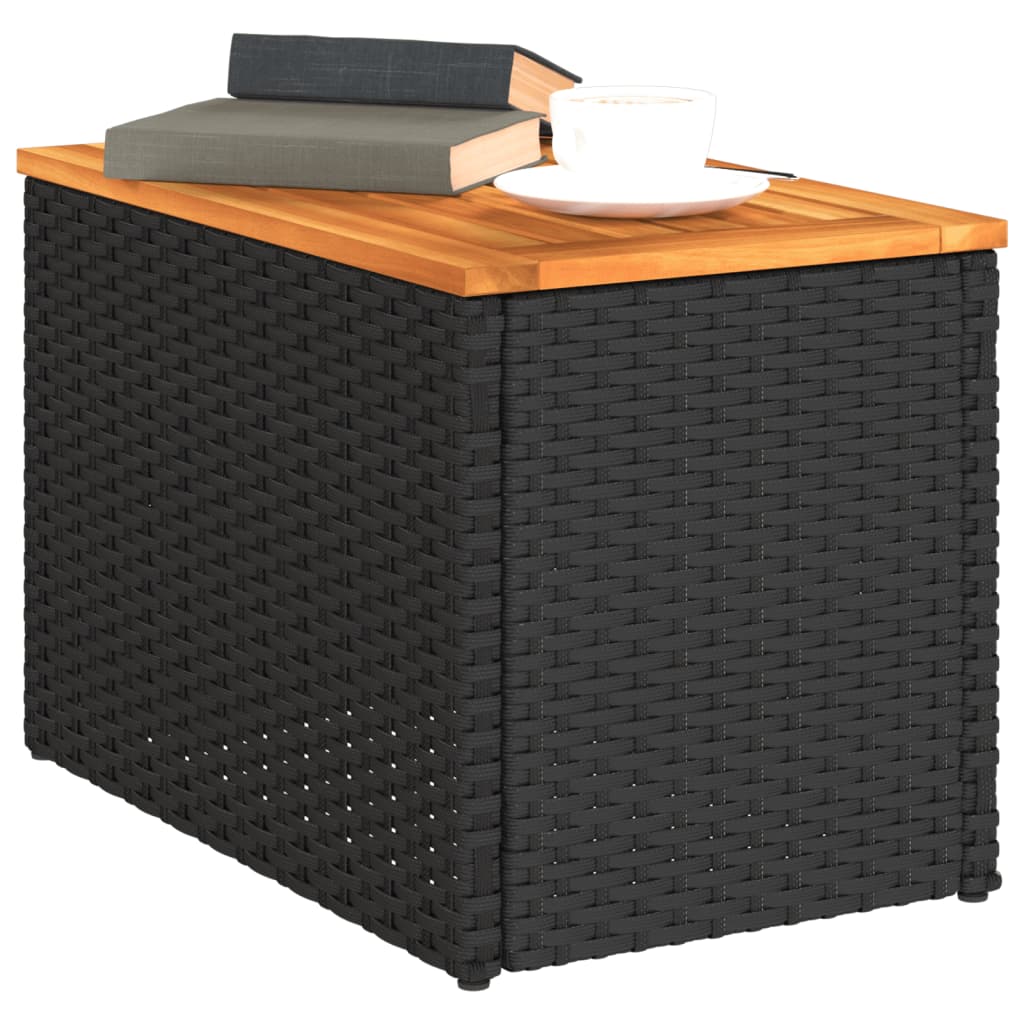 Vielseitiger Garten-Tisch – Robuster PE-Rattan Tisch mit Akazienholz, Für Terrasse, Garten & Balkon