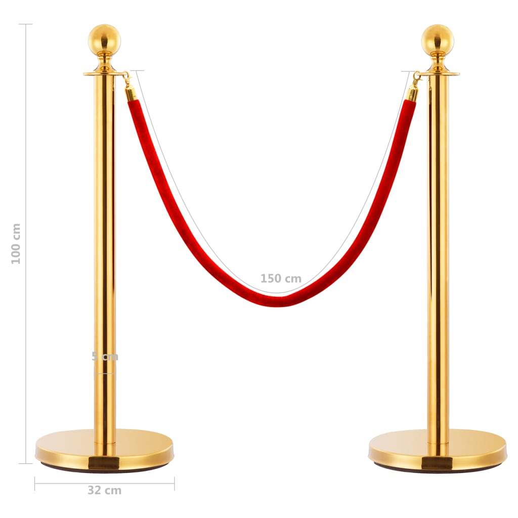 VIP Barrier Stand 3-piece Stainless Steel Golden   VIP Homeeins