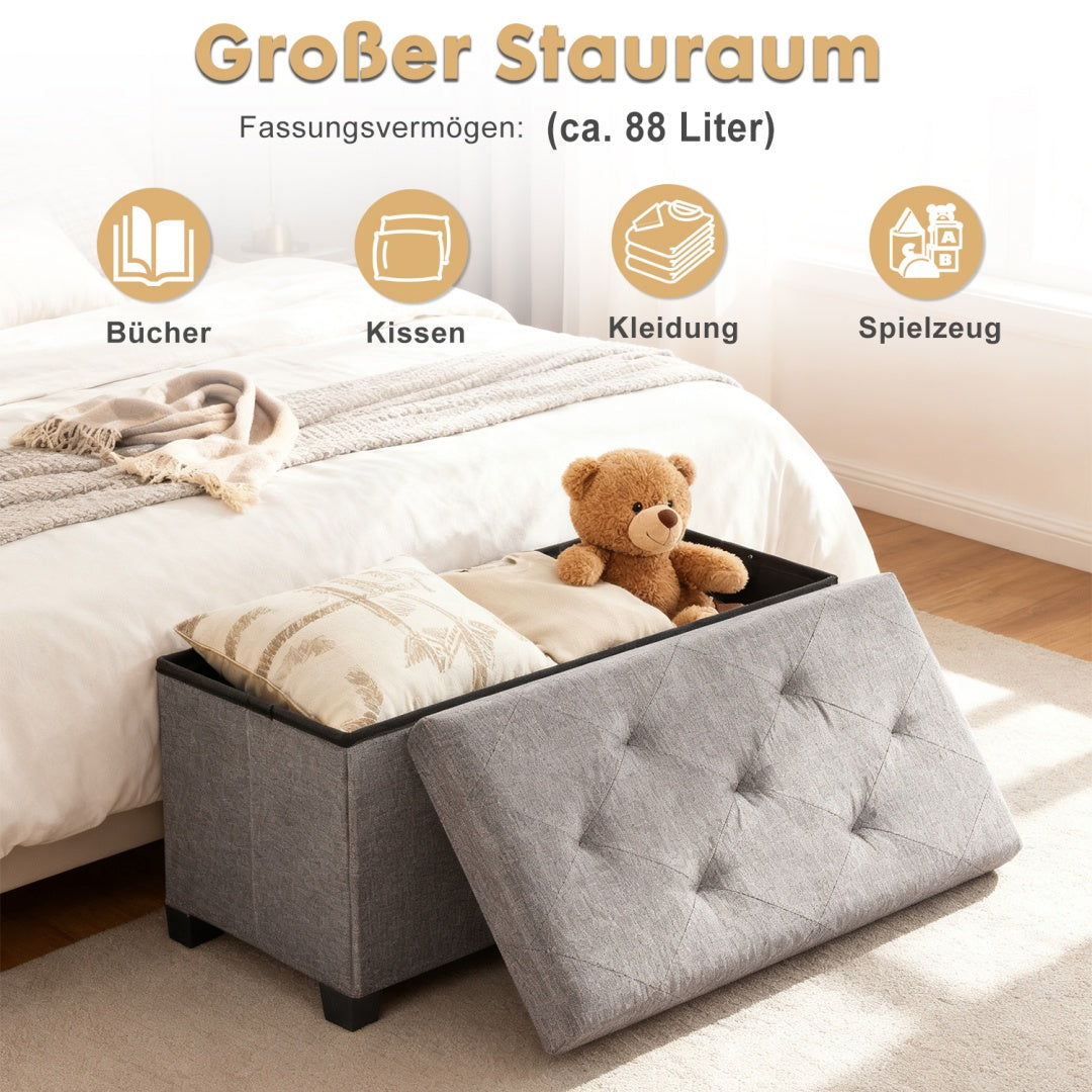 Kompakter Sitzhocker mit Stauraum in Dunkelgrau