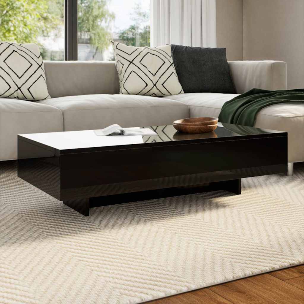 Design Couchtisch Hochglanz – Moderner Wohnzimmertisch in Schwarz oder Weiß mit eleganter Linienführung