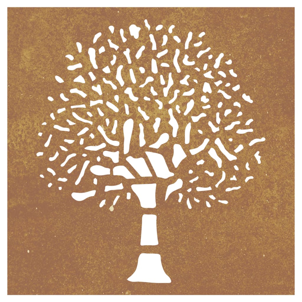 Garten Wanddeko aus Cortenstahl – Baum-Motiv in Rostoptik, wetterfest & modern (55×55 cm)