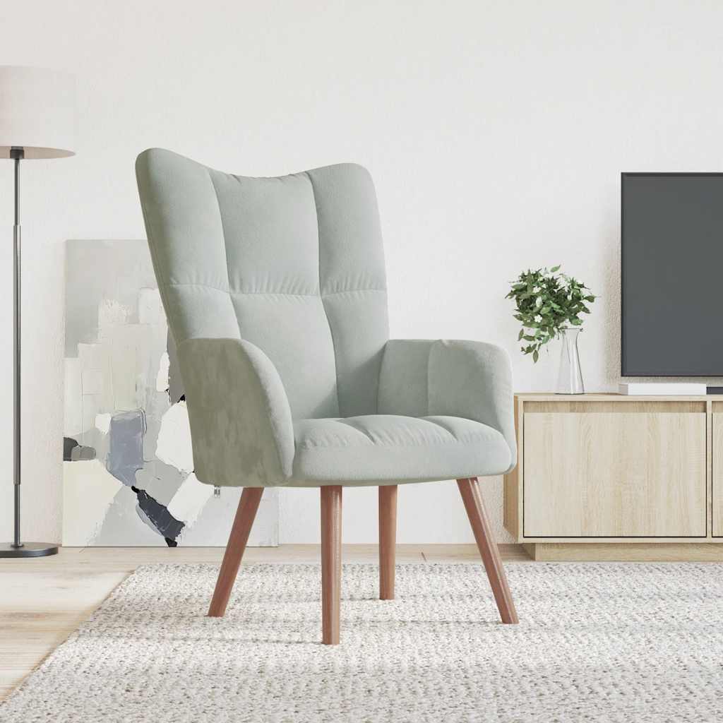 Design Samt-Sessel mit Armlehnen – Eleganter Polstersessel mit Steppung & Holzbeinen (bis 110 kg)
