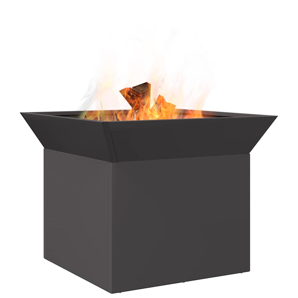 Design Feuerschale Garten – Eckige Outdoor-Feuerstelle aus Stahl im Industrial Look (50×50 cm)