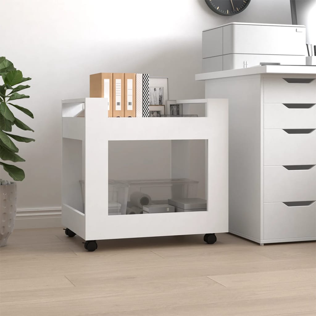 Klassischer Büro-Trolley – Weißer Aufbewahrungstrolley mit Stauraum für Papiere, Dokumente und mehr, Schreibtisch Organizer