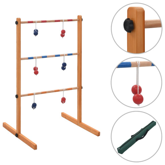Ladder Golf Set – Spaßiges und Herausforderndes Wurfspiel für Familie und Freunde – Robuste Leiter aus massivem Kiefernholz, mit 6 Paar Bällen & Tragetasche!