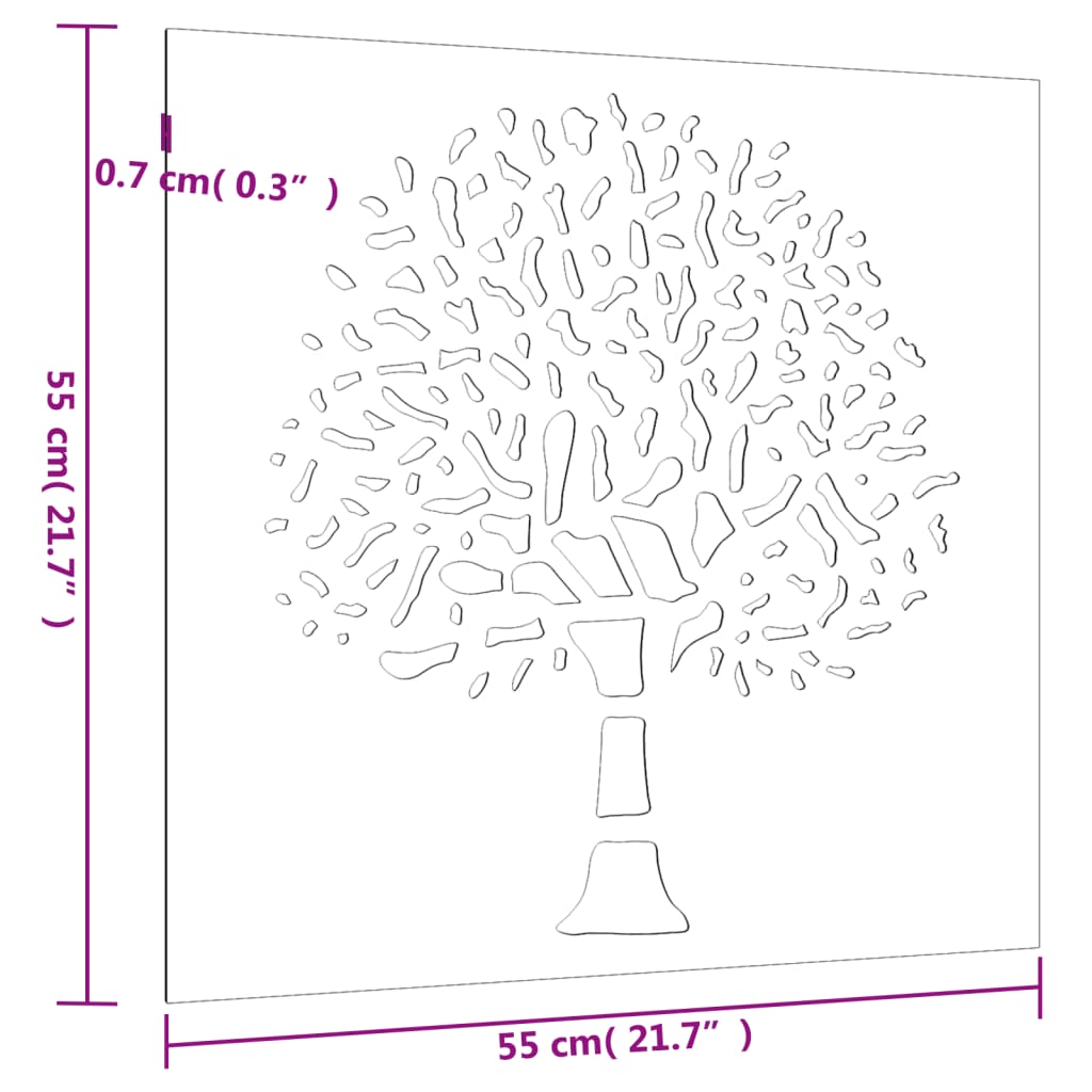 Garten Wanddeko aus Cortenstahl – Baum-Motiv in Rostoptik, wetterfest & modern (55×55 cm)
