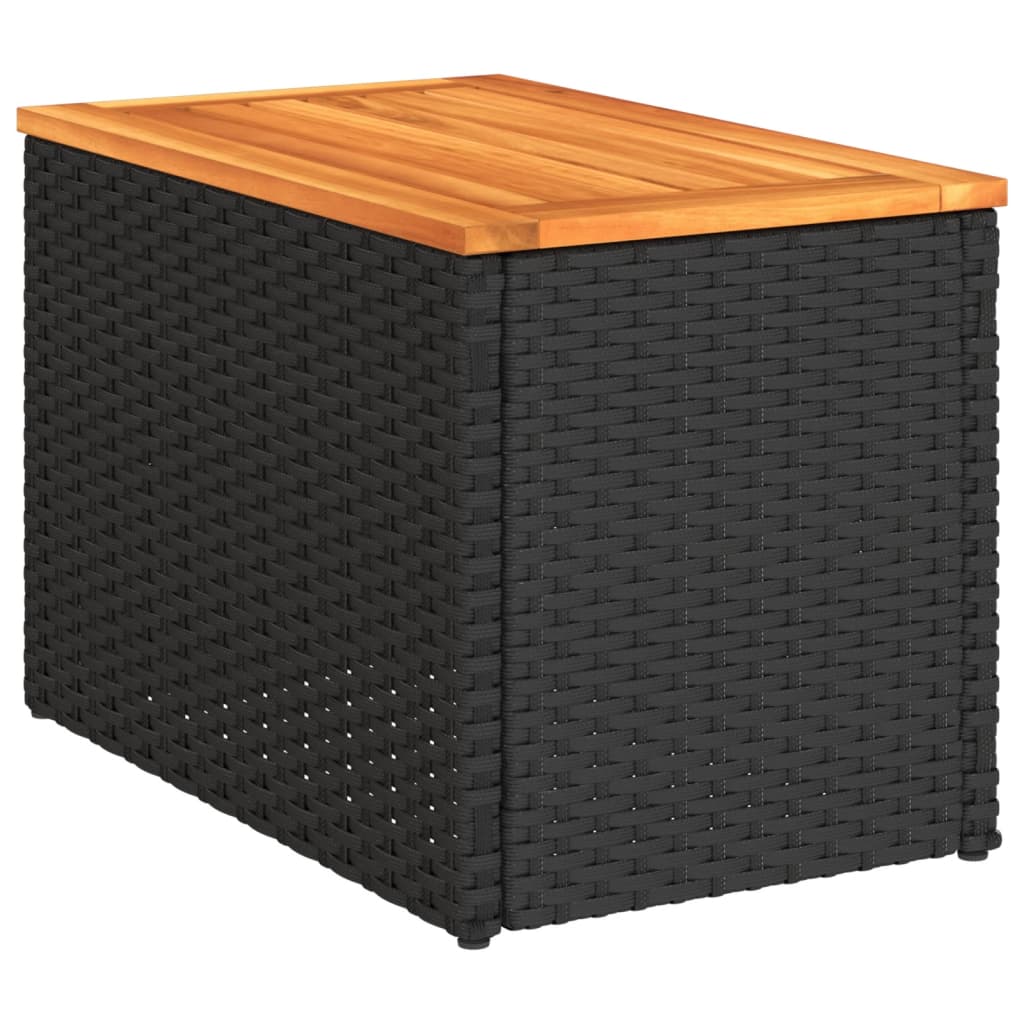 Vielseitiger Garten-Tisch – Robuster PE-Rattan Tisch mit Akazienholz, Für Terrasse, Garten & Balkon