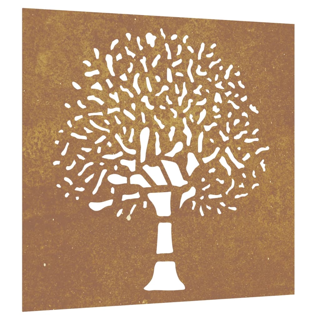 Garten Wanddeko aus Cortenstahl – Baum-Motiv in Rostoptik, wetterfest & modern (55×55 cm)