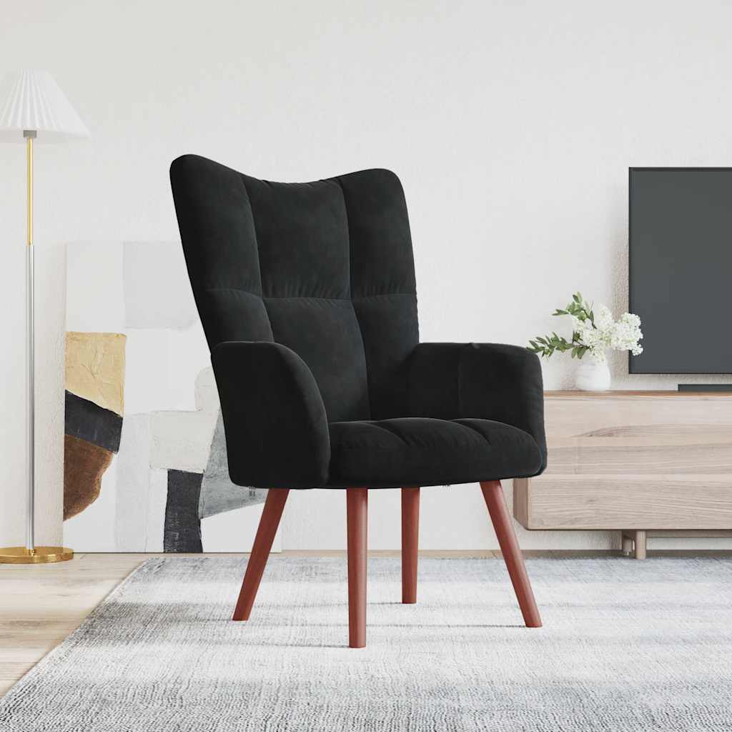 Design Samt-Sessel mit Armlehnen – Eleganter Polstersessel mit Steppung & Holzbeinen (bis 110 kg)