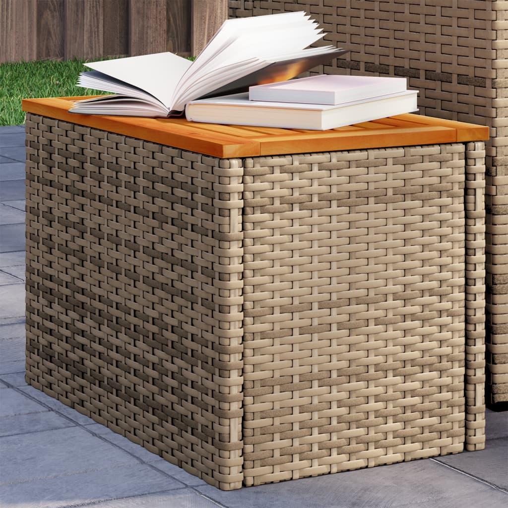 Vielseitiger Garten-Tisch – Robuster PE-Rattan Tisch mit Akazienholz, Für Terrasse, Garten & Balkon