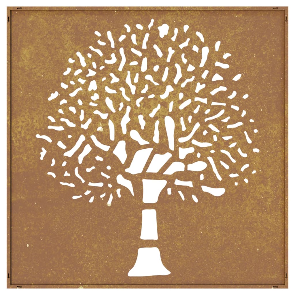 Garten Wanddeko aus Cortenstahl – Baum-Motiv in Rostoptik, wetterfest & modern (55×55 cm)