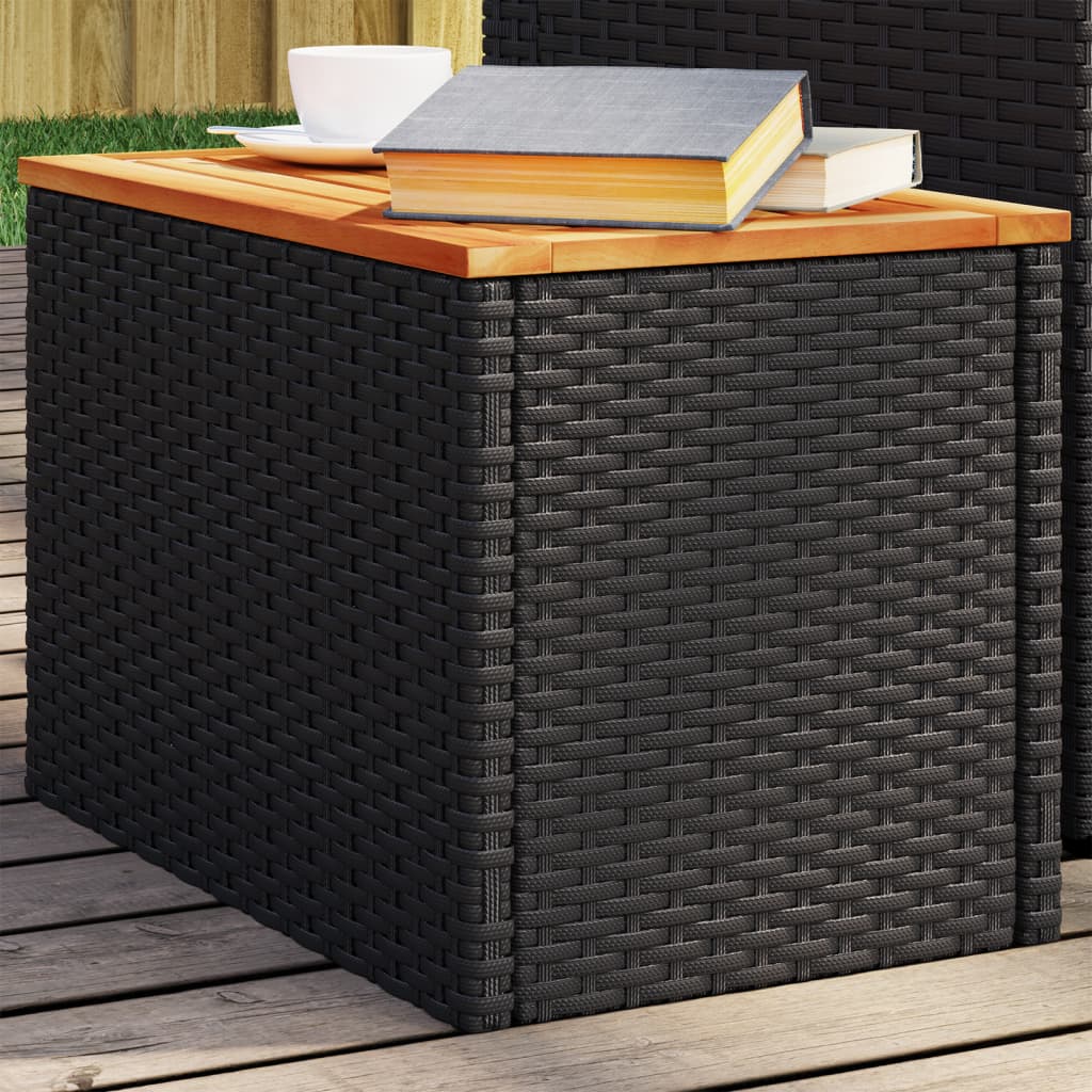 Vielseitiger Garten-Tisch – Robuster PE-Rattan Tisch mit Akazienholz, Für Terrasse, Garten & Balkon