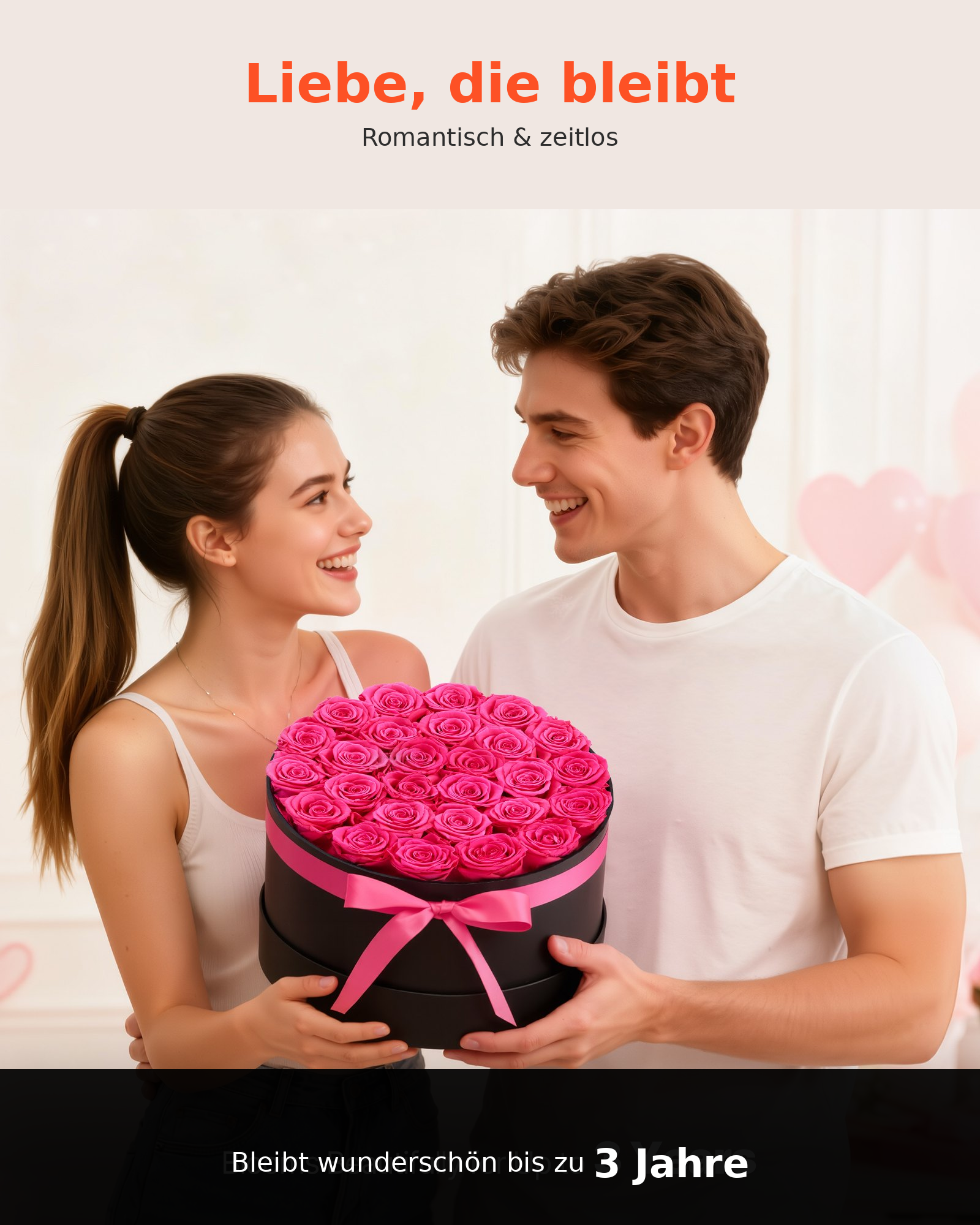 🌹 Ewige Rosen – 27 konservierte Rosen in runder Geschenkbox Homeeins